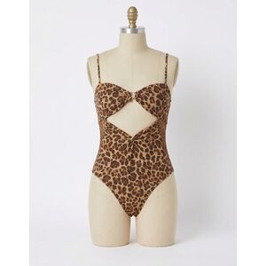 NEW VALENTINO animalier leopard cutout swimsuit in brown
